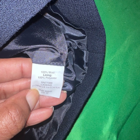 J. Crew Collection 100% Wool Navy Blue Top with Embellished Neckline size 6 - Picture 7 of 7